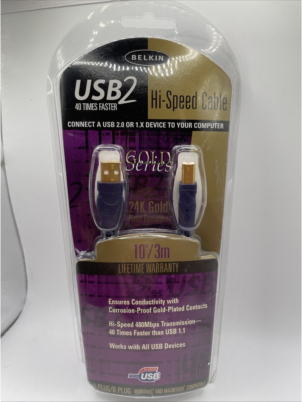Belkin USB2 Hi-Speed Cable Gold Series NEW!